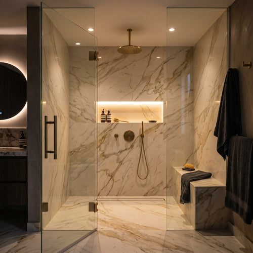 Calacatta Gold Marble-Look Porcelain Tile — 12×24 in, Matte