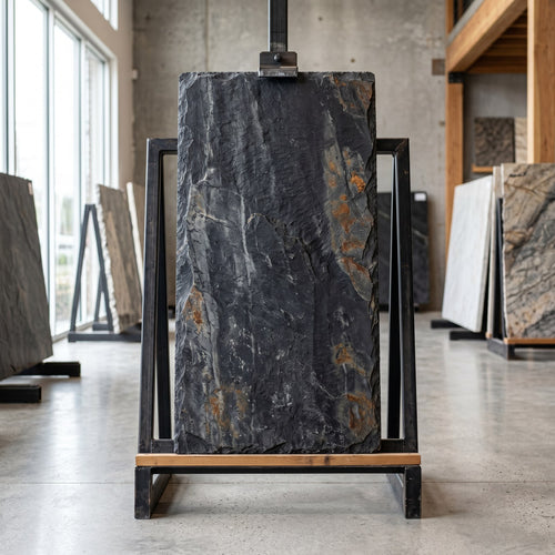 Brazilian Black Slate Slab — 2 cm Natural Cleft, 48×24 in